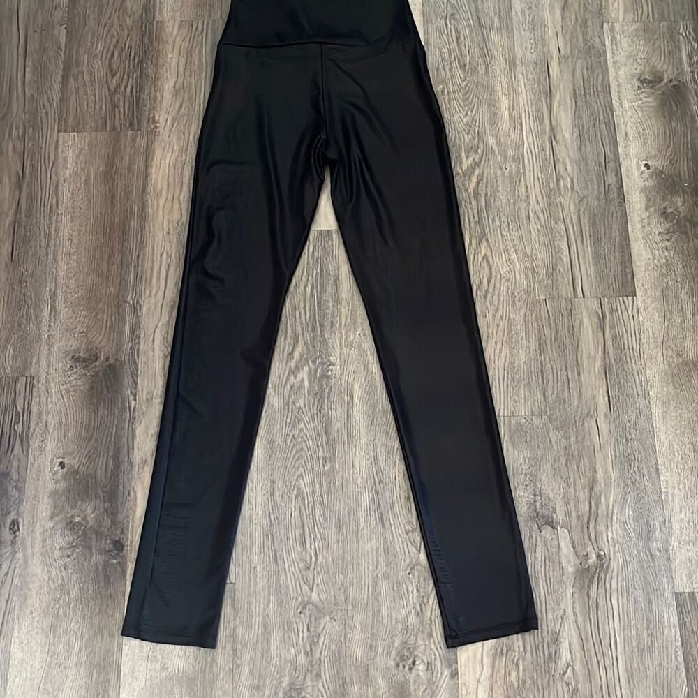 CY Fashion Black Snake Skin Faux Leather Leggings Small - Picture 3 of 6
